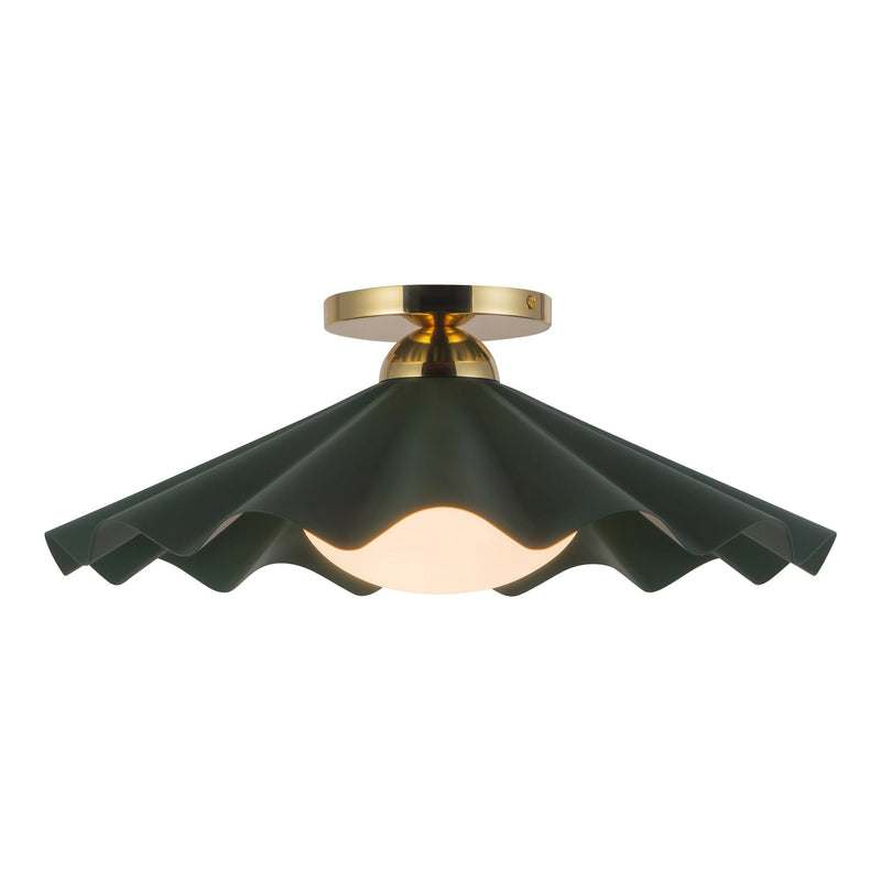 Furrow 16" Semi-Flush Mount in Green Pine