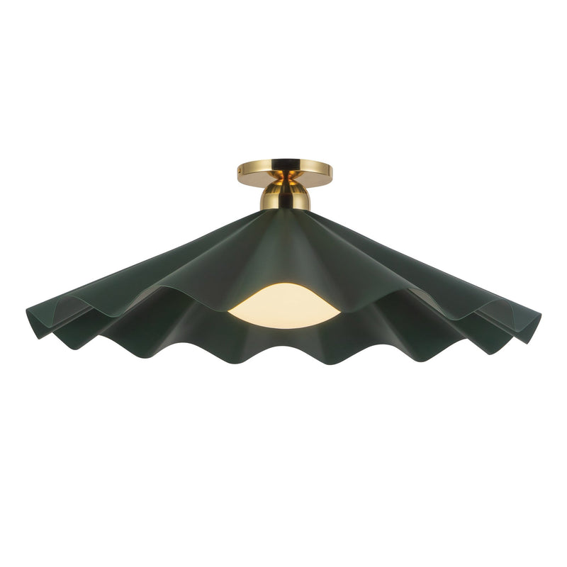 Furrow 25" Semi-Flush Mount in Green Pine