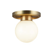 Fiore 6" Semi-Flush Mount in Brushed Gold/Glossy Opal Glass