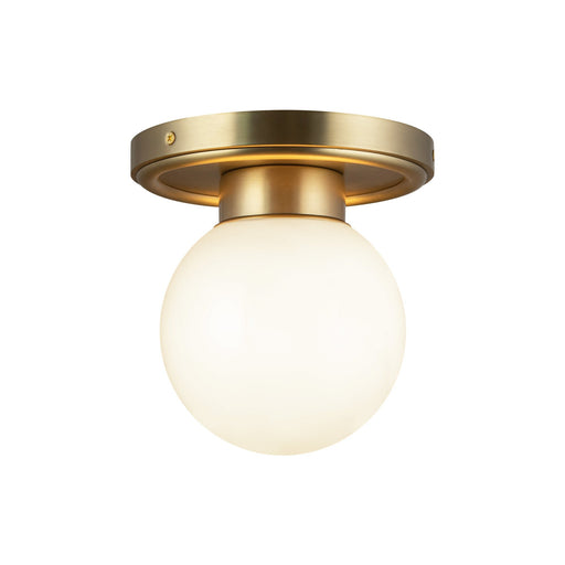 Fiore 6" Semi-Flush Mount in Brushed Gold/Glossy Opal Glass