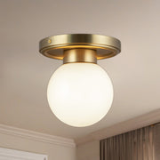 Fiore 6" Semi-Flush Mount in Brushed Gold/Glossy Opal Glass