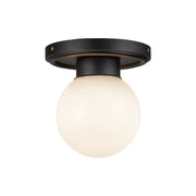 Fiore 6" Semi-Flush Mount in Matte Black/Glossy Opal Glass