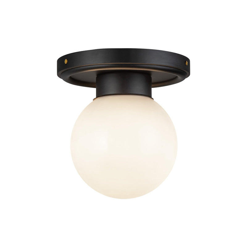 Fiore 6" Semi-Flush Mount in Matte Black/Glossy Opal Glass