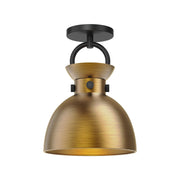 Waldo 9" Semi-Flush Mount in Matte Black/Aged Gold