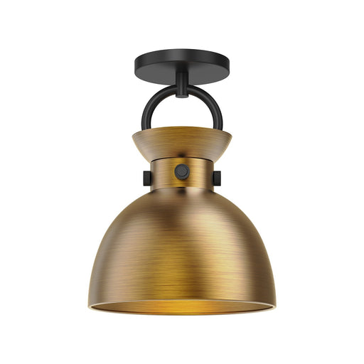 Waldo 9" Semi-Flush Mount in Matte Black/Aged Gold