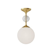 Celia 8" Semi-Flush Mount in Brushed Gold/Opal Glass