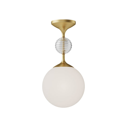 Celia 8" Semi-Flush Mount in Brushed Gold/Opal Glass