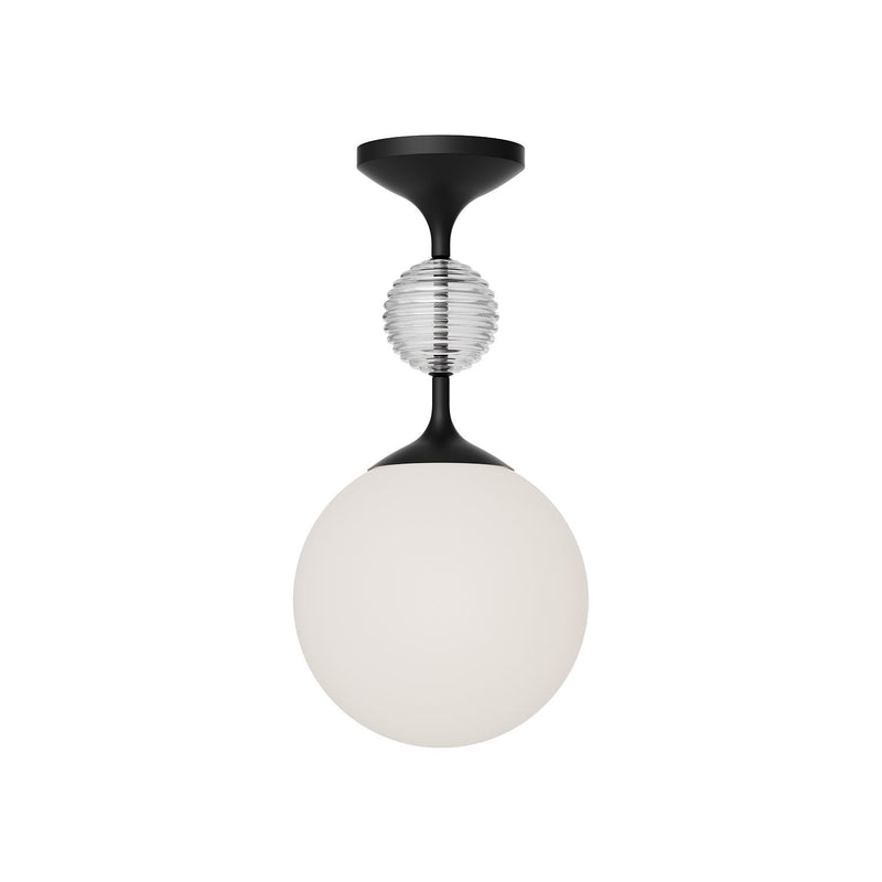Celia 8" Semi-Flush Mount in Matte Black/Opal Glass