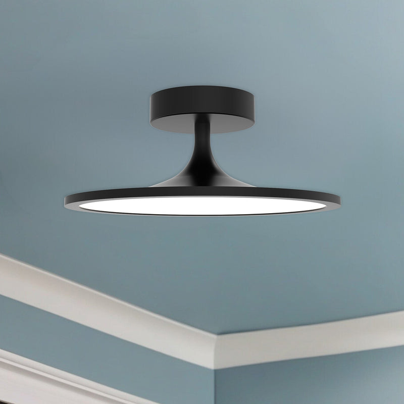Issa 12" Semi-Flush Mount in Matte Black