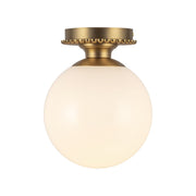 Otis 8" Semi-Flush Mount in Brushed Gold/Glossy Opal Glass