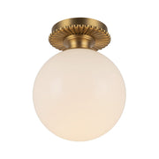 Otis 8" Semi-Flush Mount in Brushed Gold/Glossy Opal Glass