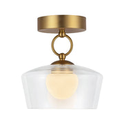 Leota 8" LED Semi-Flush Mount in Brushed Gold/Clear Glass