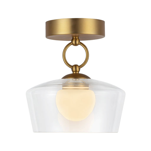 Leota 8" LED Semi-Flush Mount in Brushed Gold/Clear Glass