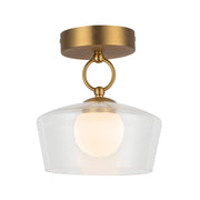 Leota 8" LED Semi-Flush Mount in Brushed Gold/Clear Glass