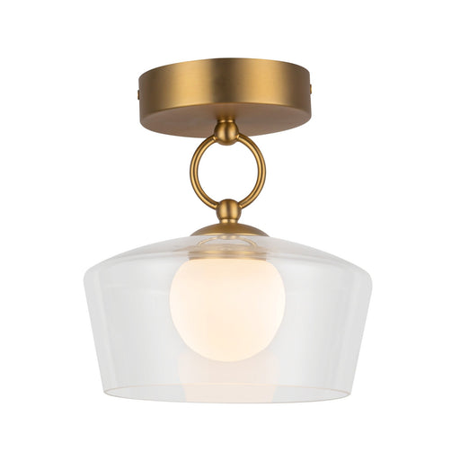 Leota 8" LED Semi-Flush Mount in Brushed Gold/Clear Glass