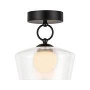 Leota 8" LED Semi-Flush Mount in Matte Black/Clear Glass