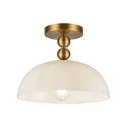 Paisley 12" Semi-Flush Mount in Brushed Gold/Glossy Opal Glass