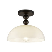 Paisley 12" Semi-Flush Mount in Matte Black/Glossy Opal Glass