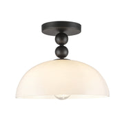 Paisley 12" Semi-Flush Mount in Matte Black/Glossy Opal Glass