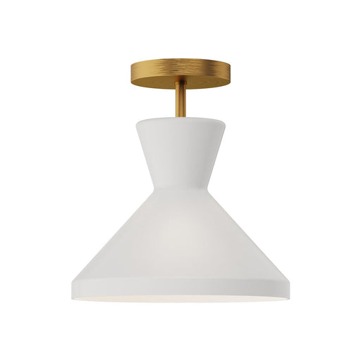 Betty 10" Semi-Flush Mount in Aged Gold/Opal Glass