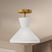 Betty 10" Semi-Flush Mount in Aged Gold/Opal Glass