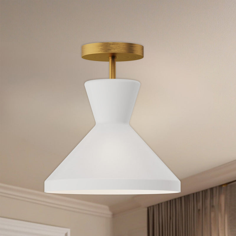 Betty 10" Semi-Flush Mount in Aged Gold/Opal Glass