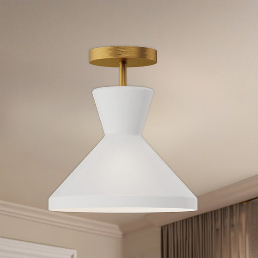 Betty 10" Semi-Flush Mount in Aged Gold/Opal Glass