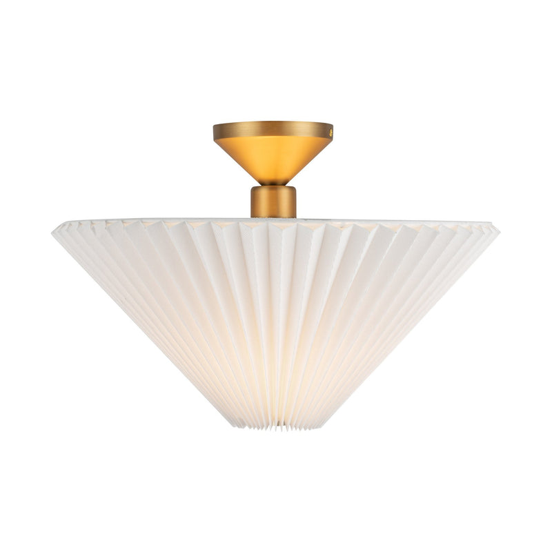 Bridgette 16" Semi-Flush Mount in Brushed Gold/Folded White