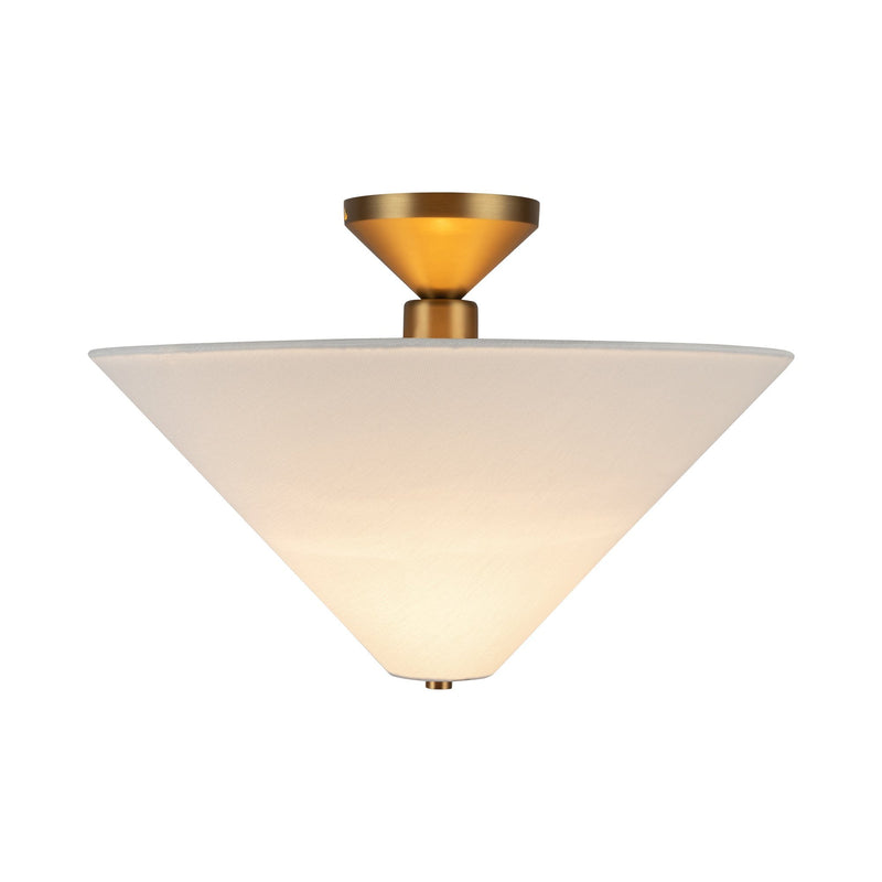 Bridgette 16" Semi-Flush Mount in Brushed Gold/White Linen