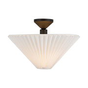 Bridgette 16" Semi-Flush Mount in Matte Black/Folded White