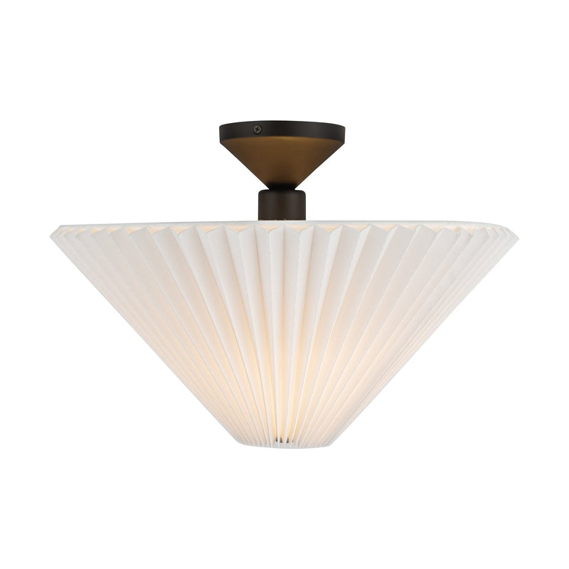 Bridgette 16" Semi-Flush Mount in Matte Black/Folded White