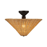 Bridgette 16" Semi-Flush Mount in Matte Black/Rattan
