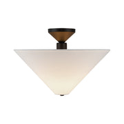 Bridgette 16" Semi-Flush Mount in Matte Black/White Linen