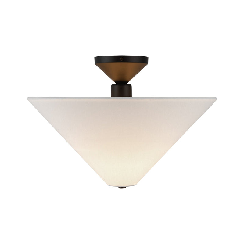 Bridgette 16" Semi-Flush Mount in Matte Black/White Linen