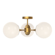 Nouveau 26" 3-Light Semi-Flush Mount in Aged Gold/Opal Matte Glass