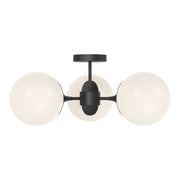 Nouveau 26" 3-Light Semi-Flush Mount in Matte Black/Opal Matte Glass