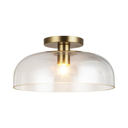 Sylvia 12" Semi-Flush Mount in Brushed Gold/Clear Glass