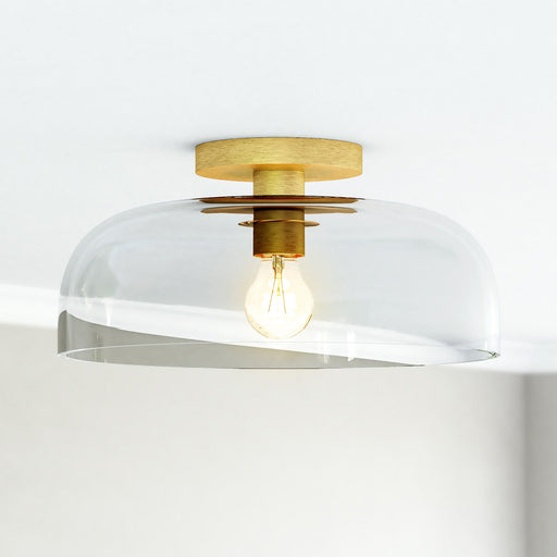 Sylvia 12" Semi-Flush Mount in Brushed Gold/Clear Glass