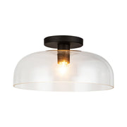 Sylvia 12" Semi-Flush Mount in Matte Black/Clear Glass