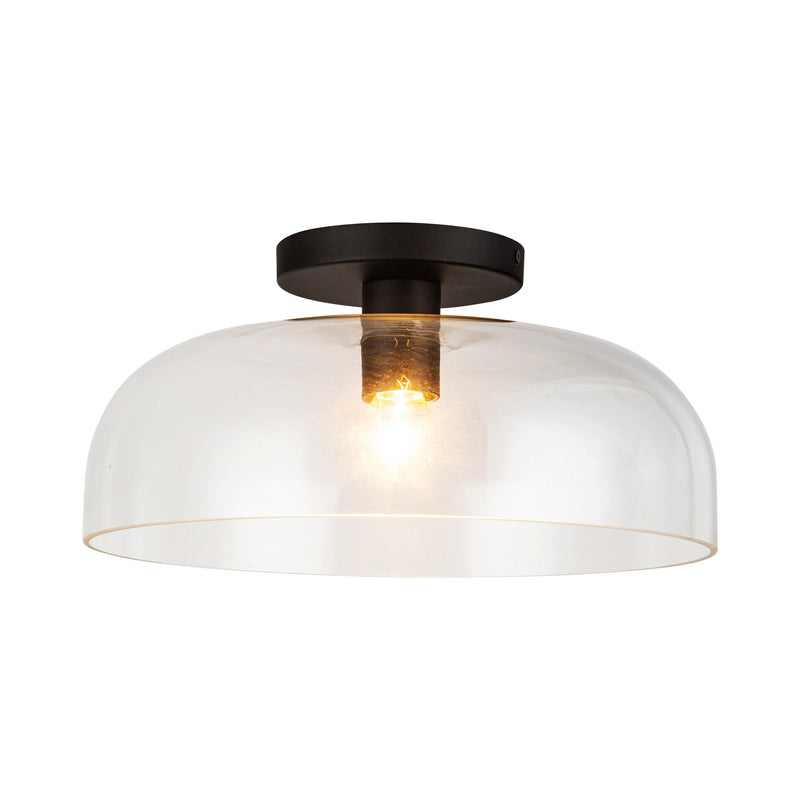Sylvia 12" Semi-Flush Mount in Matte Black/Clear Glass