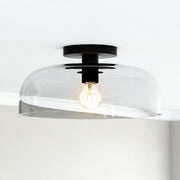 Sylvia 12" Semi-Flush Mount in Matte Black/Clear Glass