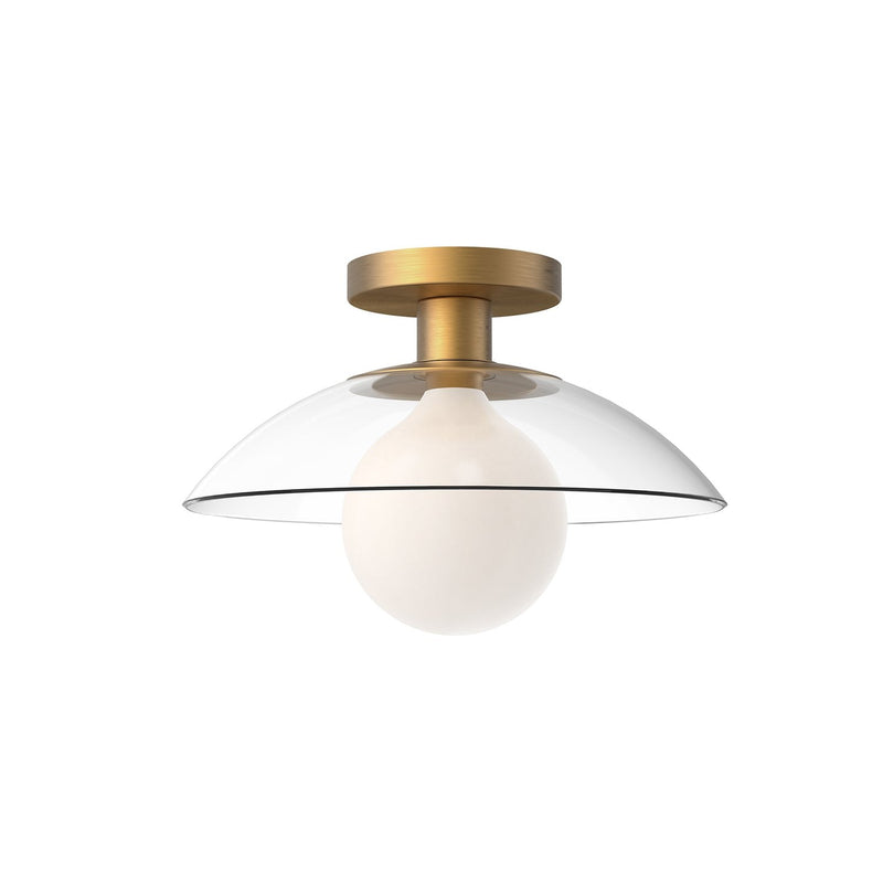 Francesca 12" Semi-Flush Mount in Aged Gold/Clear Glass