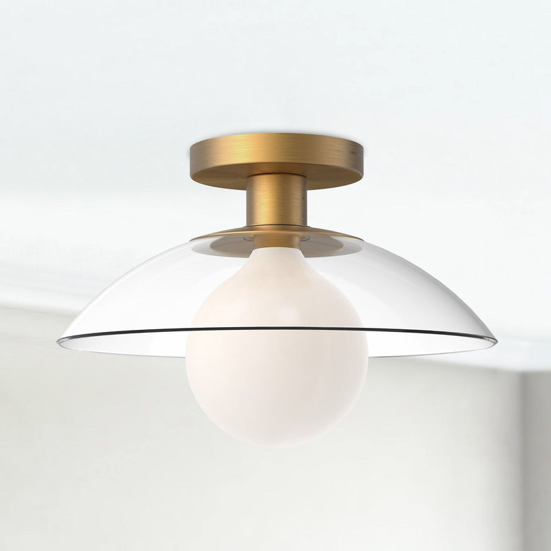 Francesca 12" Semi-Flush Mount in Aged Gold/Clear Glass