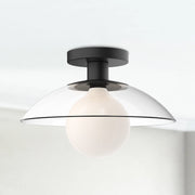 Francesca 12" Semi-Flush Mount in Clear Glass/Matte Black