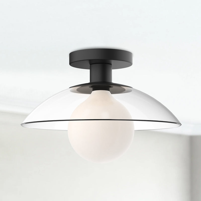 Francesca 12" Semi-Flush Mount in Clear Glass/Matte Black