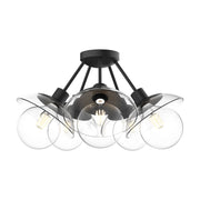Francesca 20" 5-Light Semi-Flush Mount in Clear Glass/Matte Black