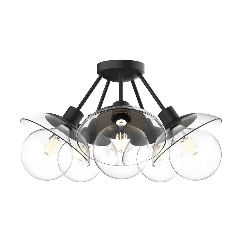 Francesca 20" 5-Light Semi-Flush Mount in Clear Glass/Matte Black