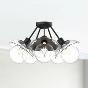 Francesca 20" 5-Light Semi-Flush Mount in Clear Glass/Matte Black