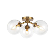 Cassia 17" 3-Light Semi-Flush Mount in Aged Gold/Clear Glass