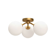 Cassia 17" 3-Light Semi-Flush Mount in Aged Gold/Opal Matte Glass